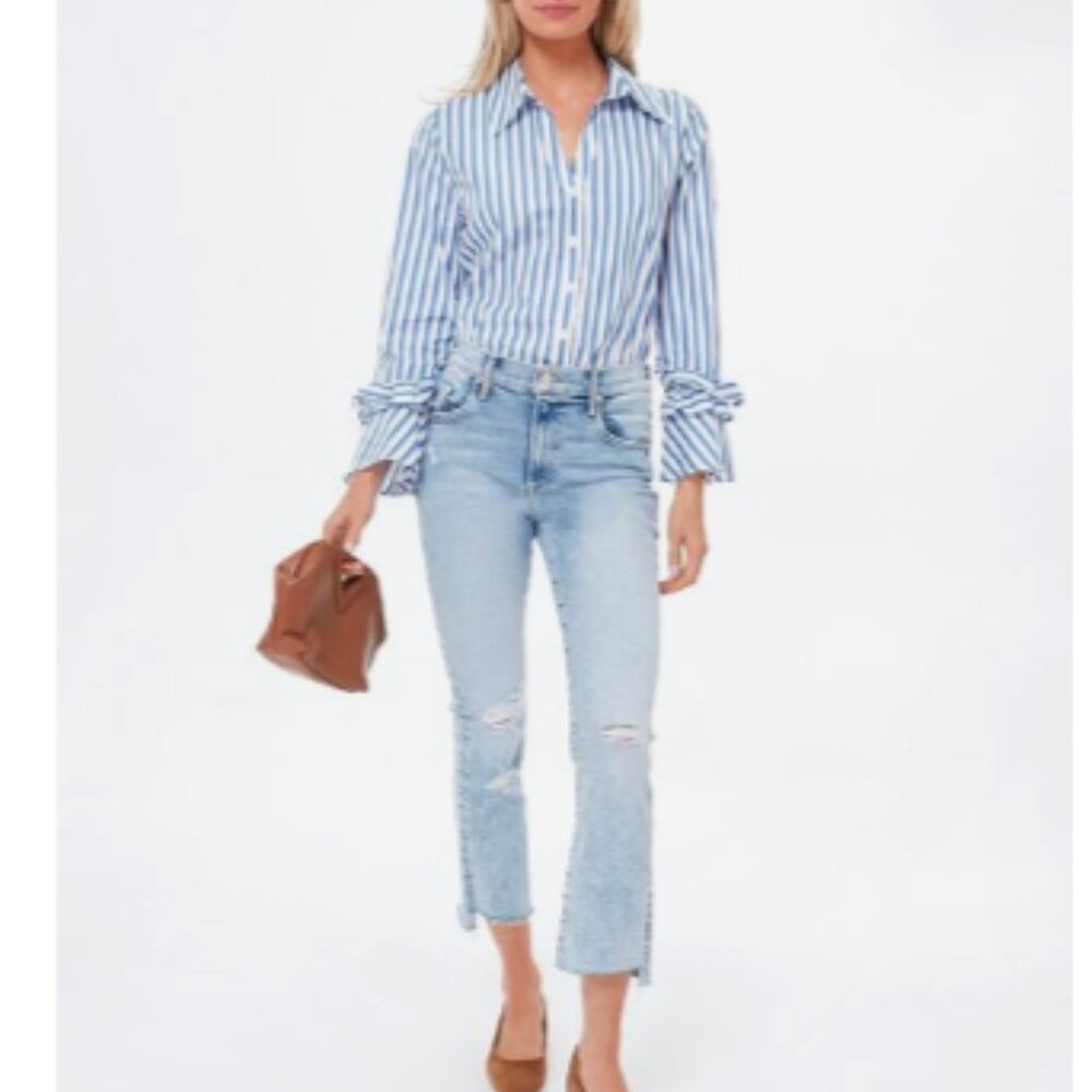 MOTHER Insider Crop Step Fray Jeans Love In A Boat Size 30